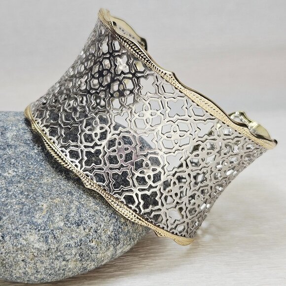 Candice Gold Cuff Bracelet in Silver Filigree Mix - Picture 3 of 6
